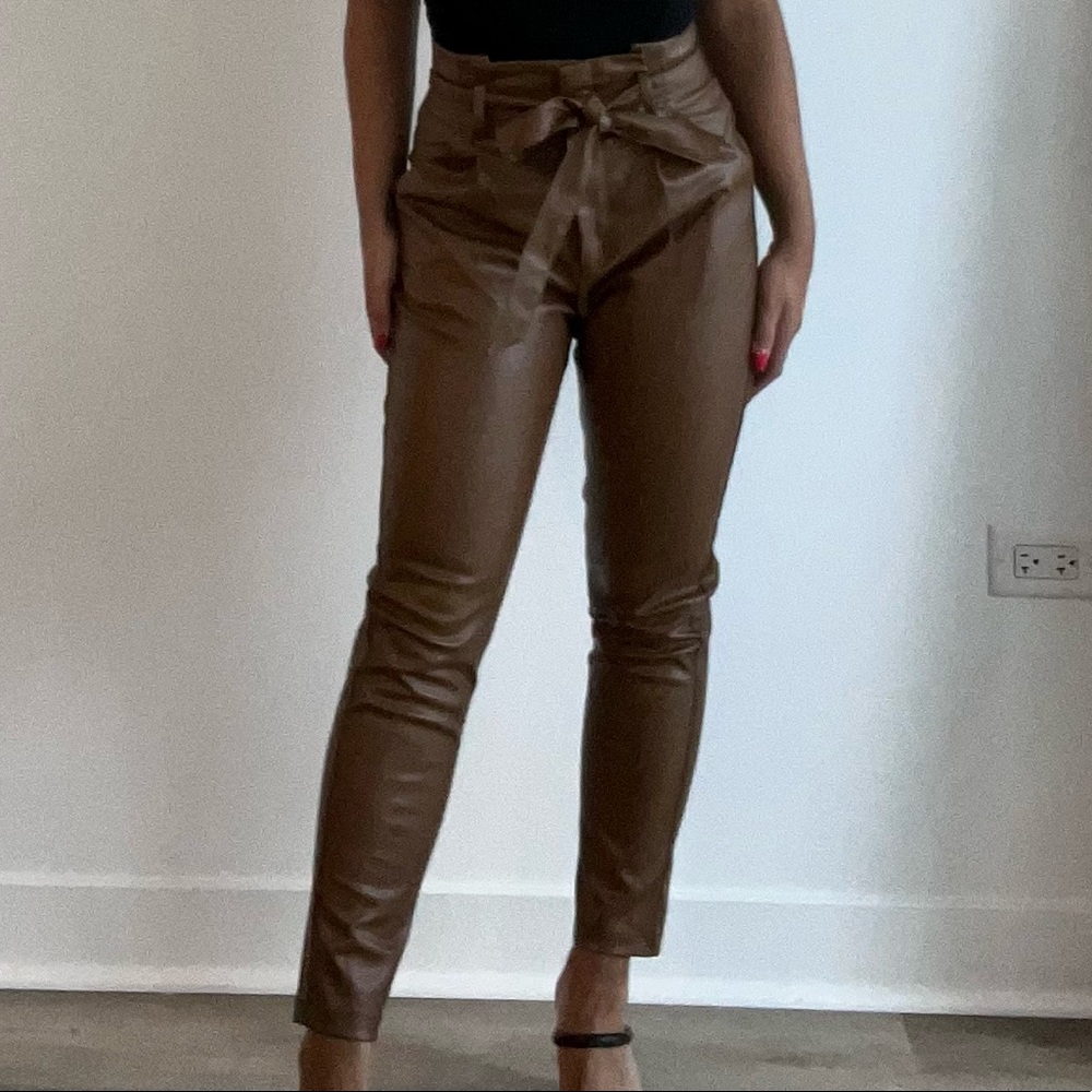 Brown leather pants